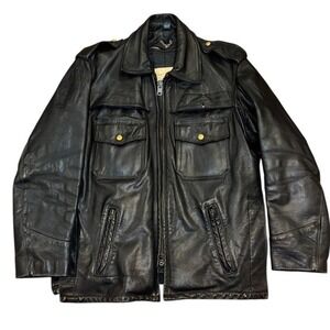 Vintage Taylor's Leatherwear Leather Police Motorcycle Jacket Lined 42 Large USA